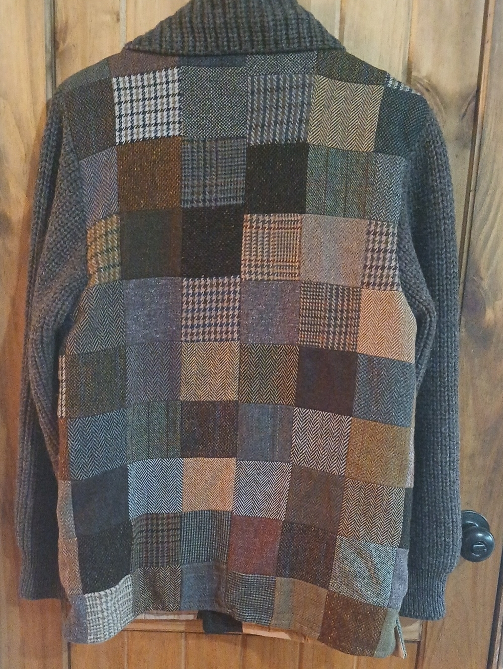 Mens Vintage Hanna Hats Of Donegal Wool Patchwork Sweater Jacket - Medium - Picture 3 of 13